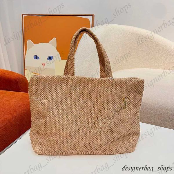 

designer bags raffia grass straw bag women's beach bag large capacity shopping bag ladies tote bag letters embroidery metal tin logo de