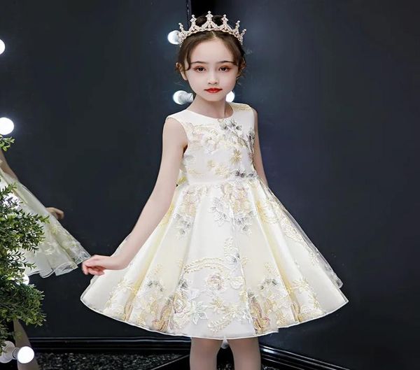 

summer cotton dresses for girls 2021 korean version sleeveless round neck embroidery a skirt casual elegant children039s clothi2510623, Red;yellow
