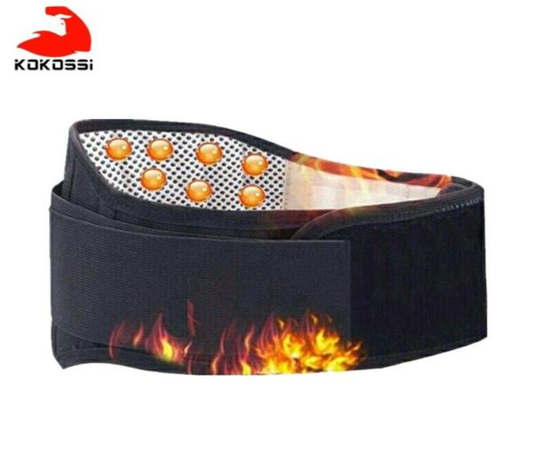 

waist support kokossi adjustable tourmaline selfheating magnetic therapy belt lumbar back brace double banded8308381, Black;gray