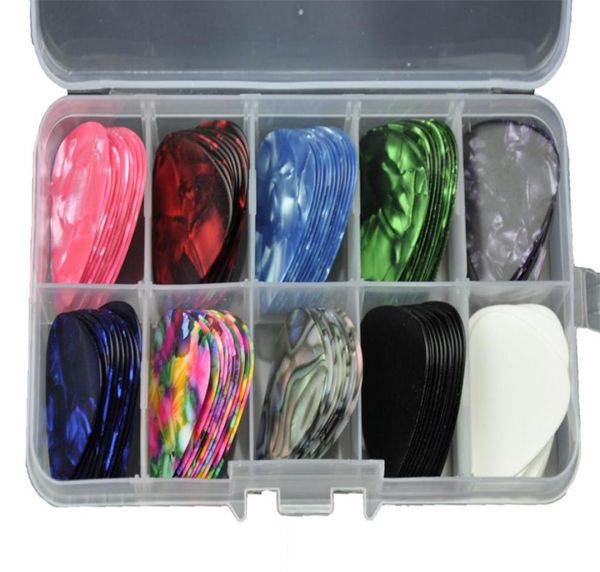 

lots of 100 pcs medium 071mm guitar picks plectrums celluloid assorted colors with box5713274