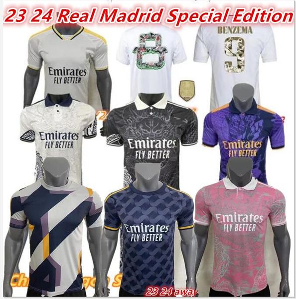 

camiseta 8th champions football jersey 23 24 special edition china dragon real madrids t shirt maillot benzema ballon football jersey.size s, Black;yellow