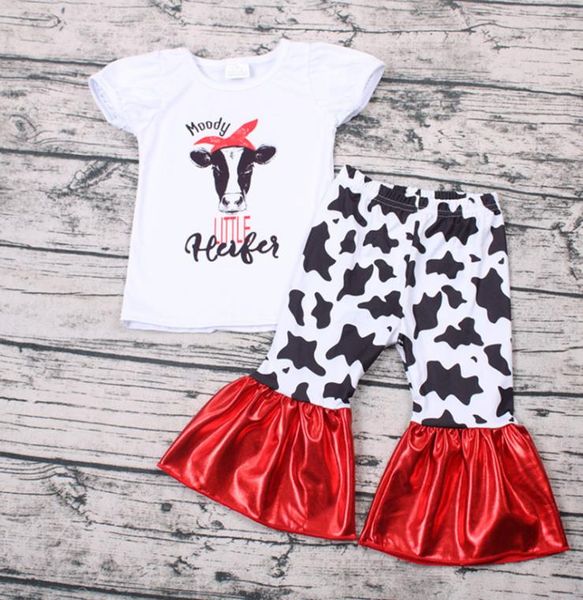 

newly whole moody cow heifer girl tshirt and short baby clothes sets korean cotton bebe children clothing outfits fornite t204948107, White