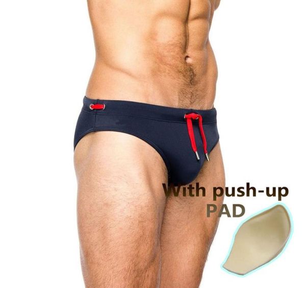 

man039s brand swimming pushup pad swim trunks low waist swimming gay briefs swimwear boxers patchwork1775073