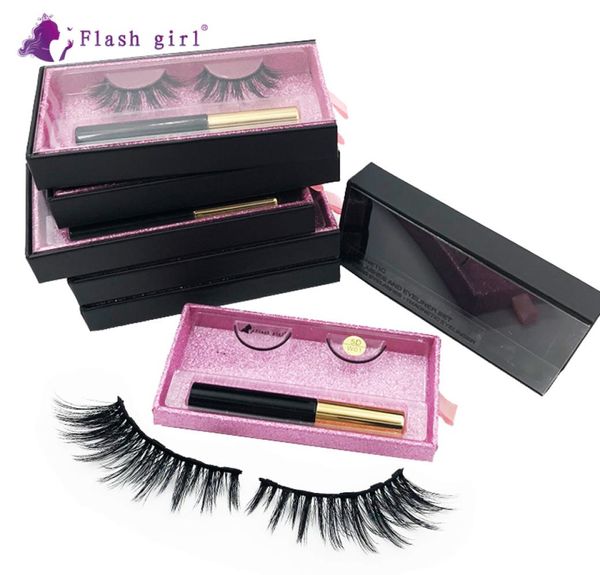 

flash girl 1pair 5d mink magnetic eyelashes luxury box magnetic liquid eyeliner magnetic false eyelashes and tweezer 2289385