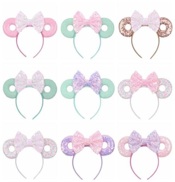 

baby hair sticks mouse ears hair band15 color glitter sequins bows donut headband children cosplay headdress hoop kids hair access6591652, Slivery;white