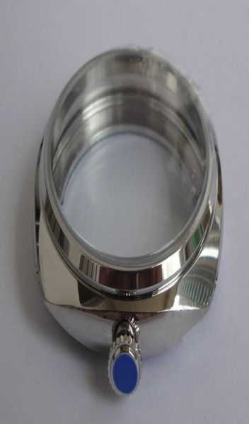 

accessories stainless steel case substitute 47mm outside diameter housing fit eta 64976498 or sea gull st3600 hand winding movemen9187526, Black;blue