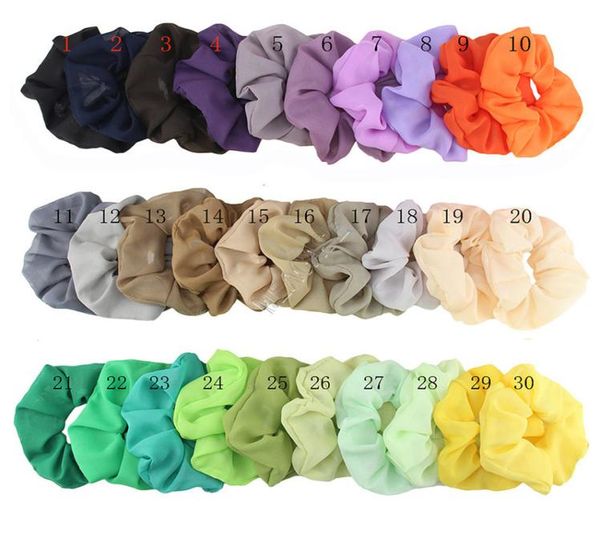

scrunchies elastic hair bands elastic ring hair ties solid cloth ponytail holder ladies girl hairbands ornaments chiffon material 5718975, Slivery;white