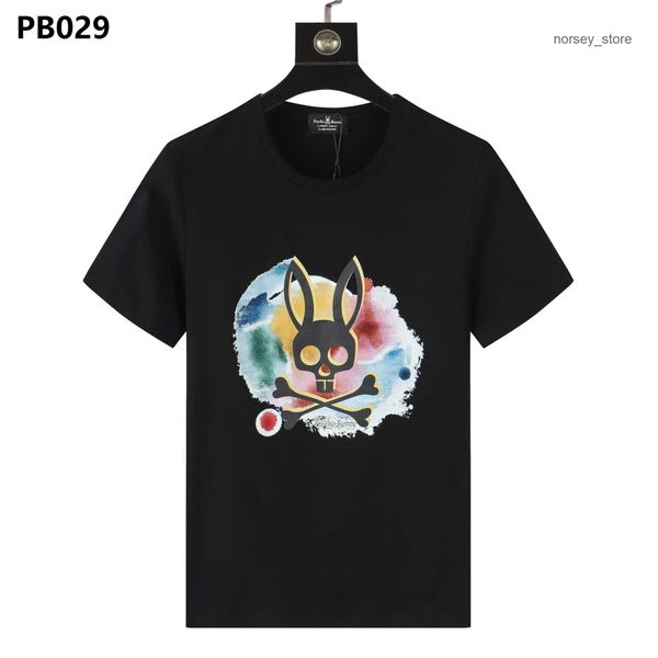 

psycho bunny men's short t-shirt colorful skull rabbit round neck street fashion couple cortez 6 201h, White;black