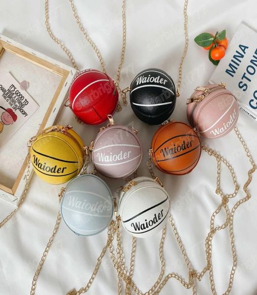 

fashion baby boys round shoulder bag cartoon basketball children039s street style crossbody bags girls kids purse chain handbag1142733, White