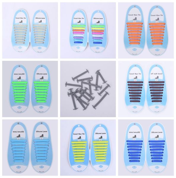 

solid color easy no tie shoelaces silicone elastic shoe laces man women running shoelacess fit all sneakers 16pcsset7087671, Black