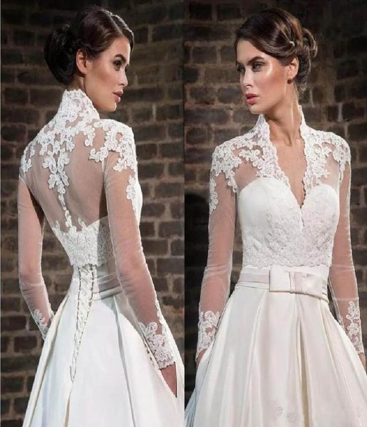 

white ivory lace appliques high neck wedding wraps with long sleeves sheer bridal bolero jackets tulle bridal accessories custom m7054981