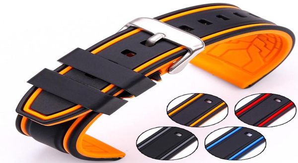 

hengrc soft silicone watch band strap 20mm 22mm 24mm 26mm fashion women men color matching watchbands rubber bracelet5803897, Black;brown