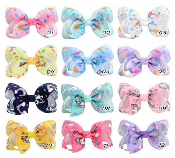 

12 colors baby girls unicorn bow hairclip 8cm colorful ribbon hair clip baby hair accessories h1529715929, Slivery;white