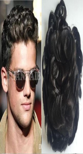 

natural hairline lace front afro curl toupee wavy full pu men toupee black colo hair full thin skin toupee hair replacement for me6500888