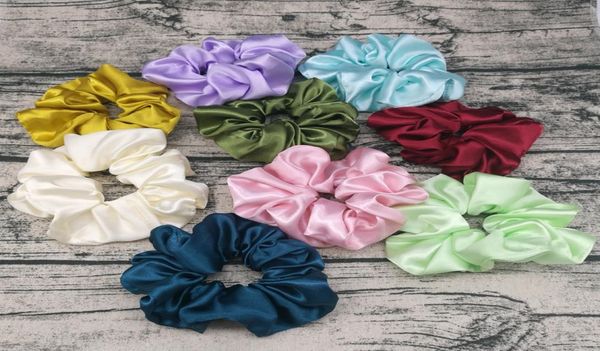 

scrunchies headbands solid satin hairbands silky scrunchie hair bands girls ponytail holder summer hair accessories 9 colors dw5366275653, Slivery;white