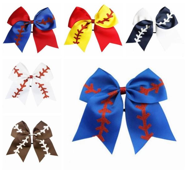 

softball team baseball cheer bows girls fashion rugby swallowtail ponytail hair holders bow girls hair band hair accessories 8 inc4414611, Slivery;white
