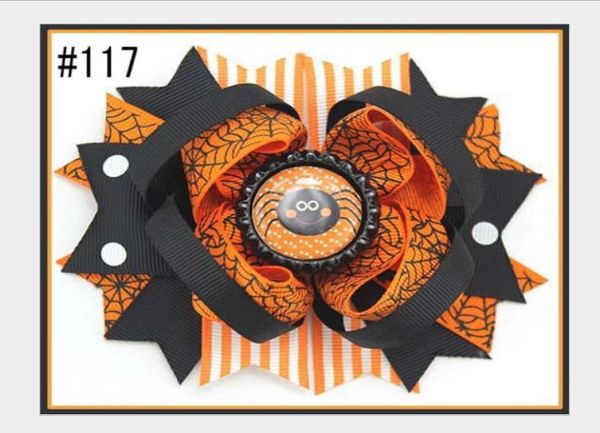 

32color halloween decoration grosgrain ribbon hair bows for baby girls pumpkin pinwheel spider hairclips headwear hair accessories8482093, Slivery;white