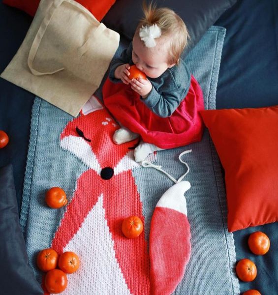 

baby fox blanket stereo ear children knitted blanket towel blankets a6556357534