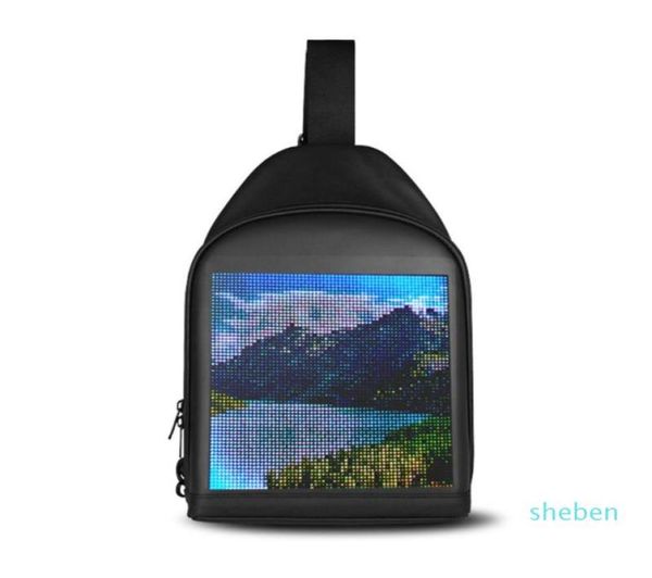 

led display screen dynamic backpack walking advertising light bag wireless wifi app control outdoor backpacks mochilas men women3642771