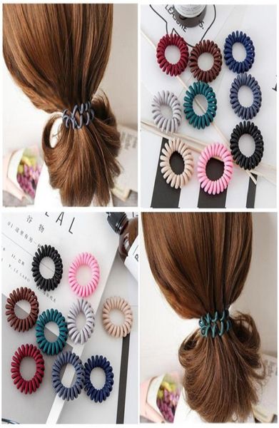 

fashion girl tie hair thin hair rope ponytail elastic phone cord line hair tie fabric telephone wire head band t9g00794129880, Slivery;white