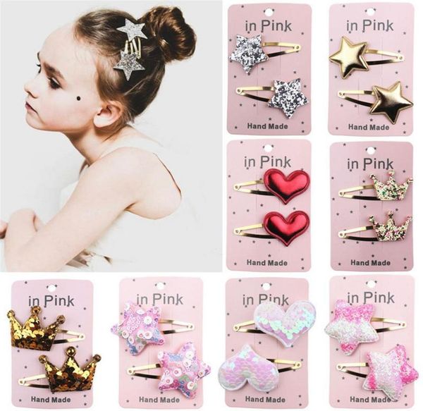 

72 colors baby girl hairpin headband pentagram hair heart shaped baby hair pins crown chair accessories cute hair bands2544204, Slivery;white