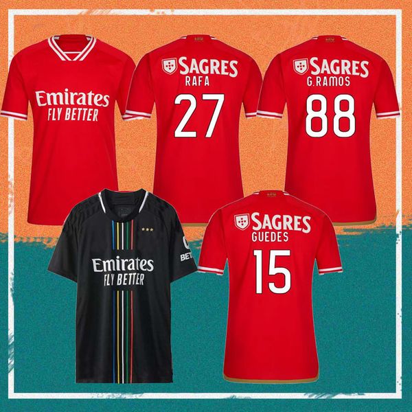

2023 benfica pizzi #11 di maria soccer jerseys 23/24 away grimaldo j.weigl j.mario shirts kids kit darwin chiquinho rafa sefeqovic otamendi, Black;yellow