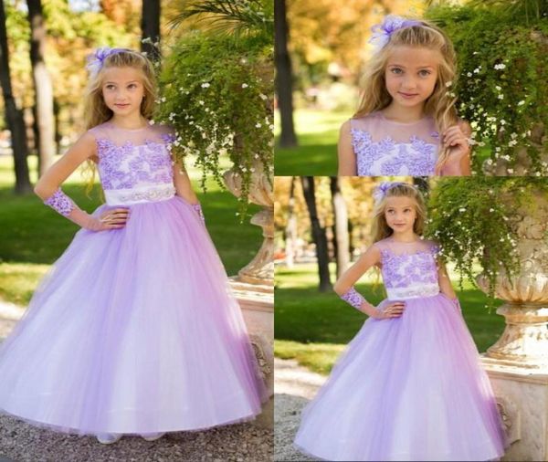 

beautiful a line jewel floor length lilac tulle appliques flower girls039 dresses garden style modest pageant girls dresses pri2985949, White;blue