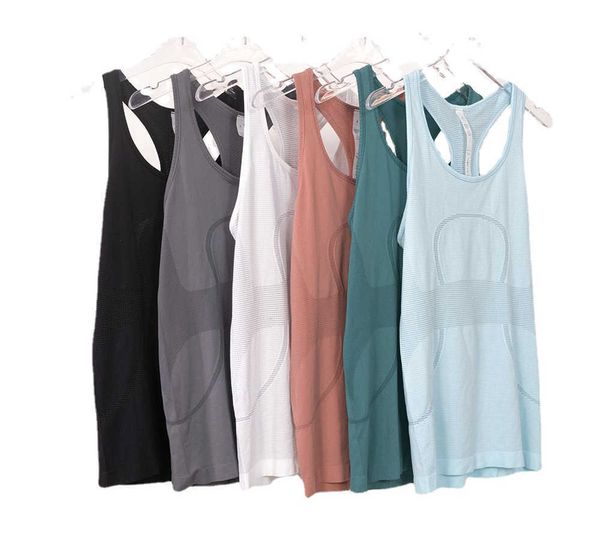 

lu ribbed slim fit gym fitness workout tank women racerback sport training vest sleeveless shirts with built in bra leisure trend loose leis, White