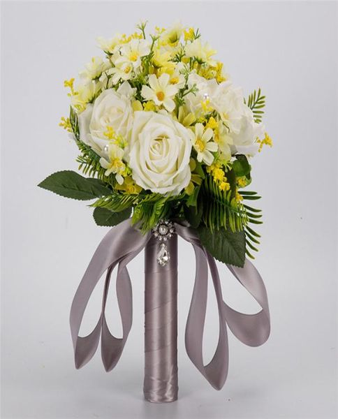 

red bridal wedding bouquet colorful silk wedding accessories artificial bridesmaid flower pearls beads bride holding flowers cpa157610971