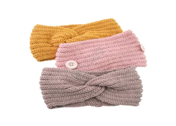 

women knitted headband warm woolen cross headbands knitting headwrap with button for ear protective designers mask holder hairlace4859382, Slivery;white
