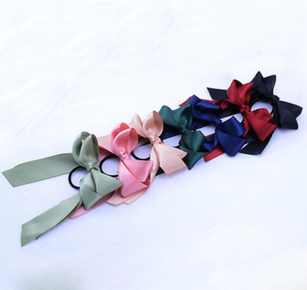 

6 color fashion summer ponytail scarf elastic hair rope for women hair bow ties scrunchies hair bands flower print ribbon hairband5925389, Slivery;white
