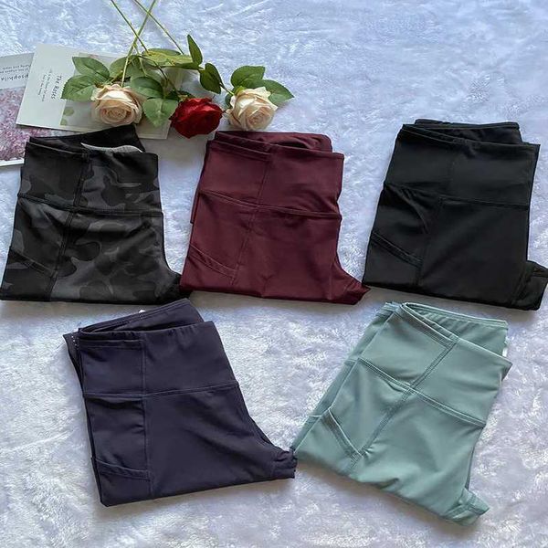 

two pocket women cropped yoga pants fitness leggings tights high waist running capris workout gym clothing sports wear, Black;white