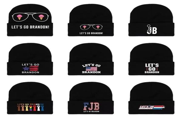 

let039s go brandon black knitted hat winter warm letters printed fashion crochet hats outdoor sports ski cyclings beanie8199373, Yellow