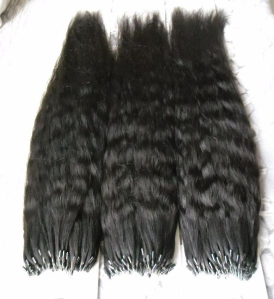 

coarse yaki micro loop hair extensions 300g kinky straight micro loop ring hair extension 300s yaki micro bead hair extensions2859012, Black