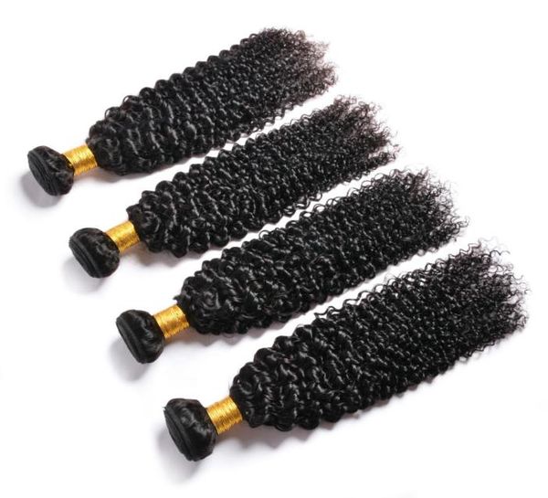 

8a brazilian peruvian virgin kinky curly human hair bundles wefts 4 pieces remy kinky curly wet and wavy human hair weaves2885335, Black