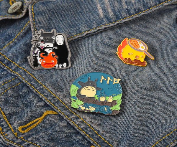 

no face man enamel pins custom calcifer scarecrow cat jiji brooches lapel badge cartoon movie animal jewelry gift for kid friend3326354, Blue