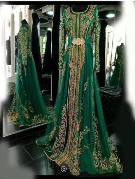 

elegant emerald green muslim formal evening dresses a line long sleeves abaya designs dubai turkish prom dress party gowns morocca5915643, Black;red