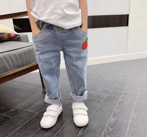 

blue denim pants for kids girls boys waist jeans 2021 spring toddler solid colors for baby trousers 2159437
