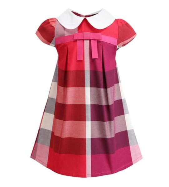 

2022 new fashion summer plaid cotton bow dresses for baby girls casual wear kids clothing children039s wear 26 years aline dr3261301, Red;yellow