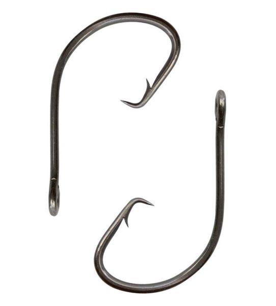 

100pcs 7381 high carbon steel black offset sport circle bait fishing hook size 1 2 4 65208722