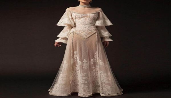 

nude khaki party dresses tulle abendkleider formal gowns flare full sleeve evening gowns prom dresses sheer vestido de festa robe 6868591, Black