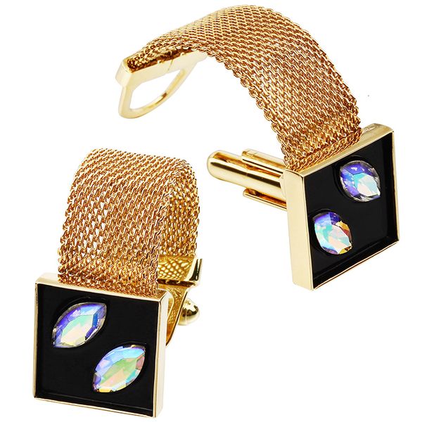 

cuff links hawson mens cufflinks with chain stone and shiny gold tone shirt accessories party gifts for young men 230701, Silver