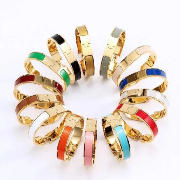 

12mm enamel rainbow titanium steel women and men bangles fashion bracelets for wedding jewelry gift color optional with box, Black
