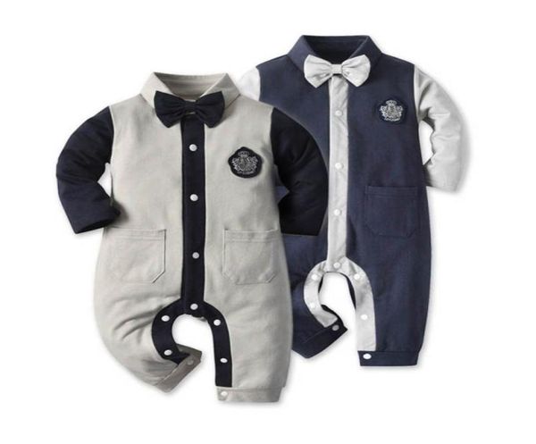

ins cotton gentleman baby boys romper long sleeve baby romper bow tie newborn rompers baby boy clothes infant jumpsuit retail b3368964218, Blue