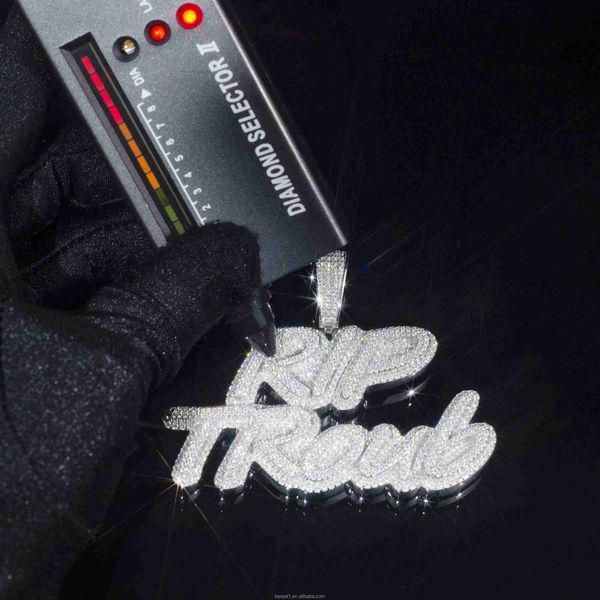 

factory custom pass diamond tester 925 silver iced out vvs moissanite letter name double deck pendent necklace jewelry