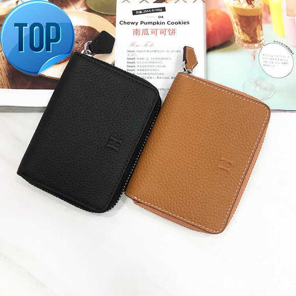 

brand designer change purse card pack handbag first layer cow leather zipper wallet women's short 2023 autumn and winter simple card ba