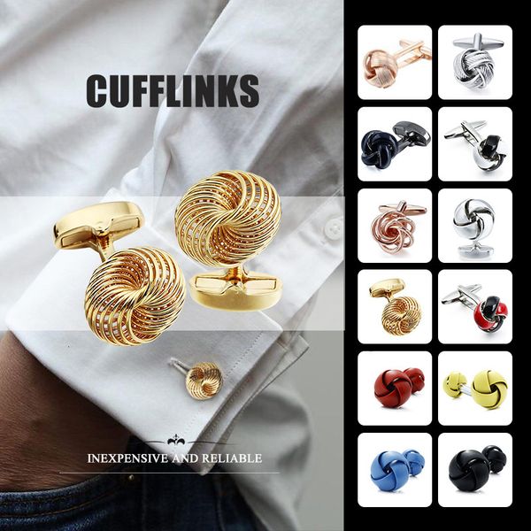 

cuff links hawson metal knot cufflinks for men luxury quality trendy french shirt gift cuff button wedding groom jewelry 230701, Silver