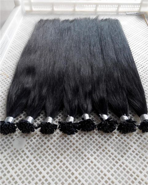 

100g 1626inch 1 jet black keratin prebonded nail u tip hair extensions silk straight brazilian indian peruvian remy pre bonded h5446117