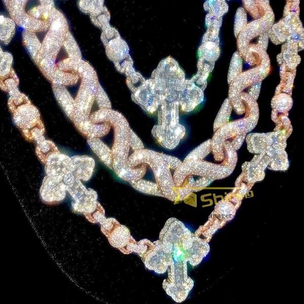 

pass diamond tester vvs moissanite necklace gold plated big cuban link chain, Silver
