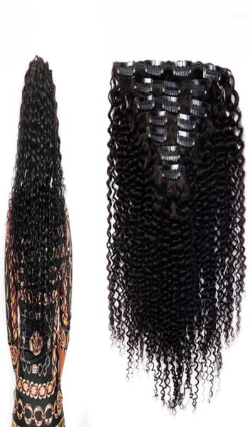 

kinky curly clip in human hair extensions 100 natural hair clip ins 100g clip in natural curly brazilian hair extensions1809580, Black;brown